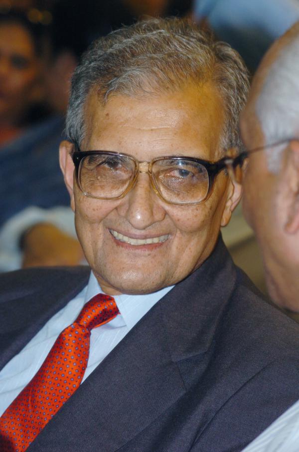 A portrait of the Nobel Laureate and well known Economist Dr. Amartya Sen in New Delhi on August 1, 2005
