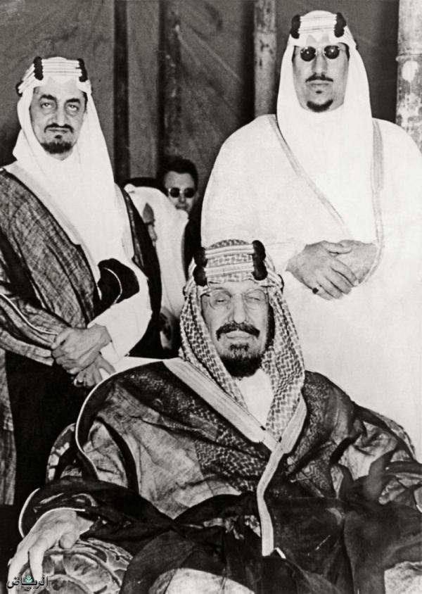 King Abdulaziz with Prince Faisal and Prince Saud in the Early 1950s
