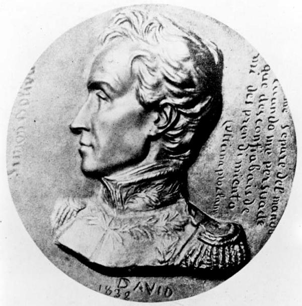 Simón Bolívar on a medallion