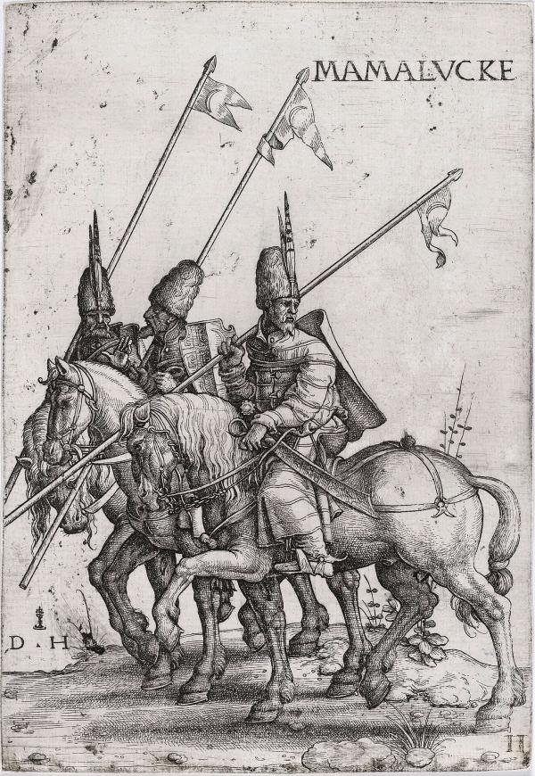 Hopfer, Daniel (ca 1470-1536): Etching, Three Mamelukes with lances on horseback