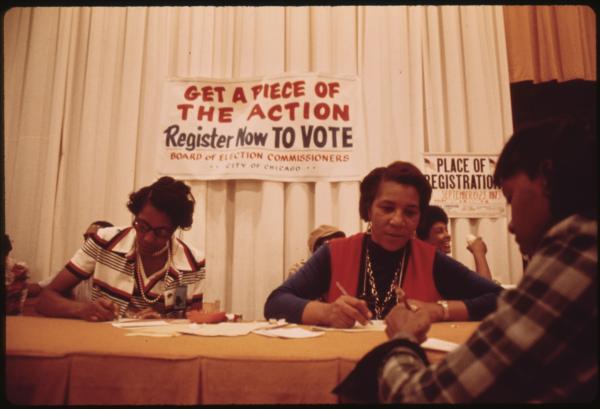 Residents registering to vote in Chicago in 1973