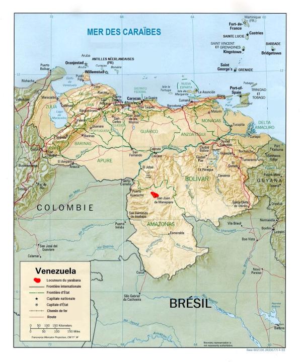 CIA 2012 World Factbook Map in Yabarana, an indigenous language of Venezeula